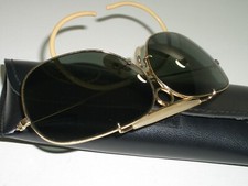1960s VINTAGE B L RAY BAN L0218 G15 10K GF DECOT SHOOTER AVIATOR SUNGLASSES NEW