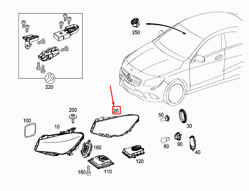 Cadre d'étanchéité de feu avant droit MERCEDES-BENZ CLA C117 A1178260258