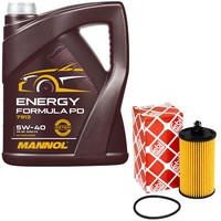 MotoröL Set 5W-40 5 Liter + ÖLfilter FüR Chevrolet Cruze Orlando Opel Mokka 1.8