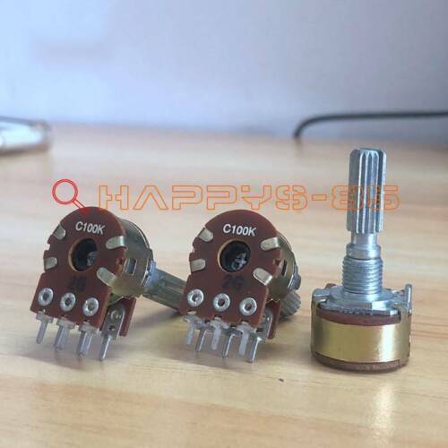 2x C100K 100K ohm Dual Stereo Potentiometer Log Taper pots 20mm shaft - Picture 1 of 5