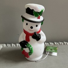 Holiday Time Indoor Christmas Snowman Table Top LED Lit Blow Mold NWT RETRO LOOK
