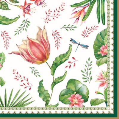 20 Servietten Mit Asiatischem Garten-Motiv – Für Tischdeko Oder Serviettentechnik – 33x33 Cm, Aus Deutschland