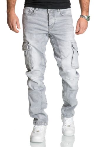 Herren Cargo Jeans Regular Slim Denim Hose Destroyed R7977 - Afbeelding 9 van 11