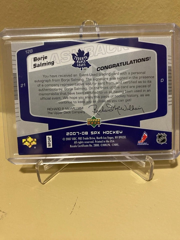 2007-08 SPx Flashback Fabrics Patch Autograph #128 Borje Salming 25/25 - Image 4 of 4