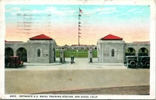 1925 Postcard Entrance to U.S. Naval Training Station San Diego California CA 