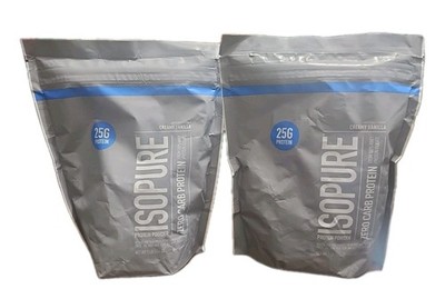 LOT OF 2 Isopure Zero Carb 100% Whey Protein Isolate CREAMY VANILLA Protein 5/25