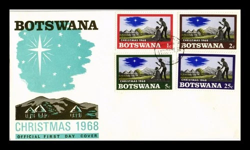 Dr Jim Stamps Botswana Christmas 1968 4v Set First Day Cover