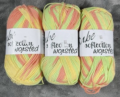 Euro Baby Babe Yarn Lot 3 Skeins Worsted Cotton Acrylic Sherbet Variegated