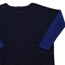 Vince Women's XS/TP Black Blue Wool Cashmere Crew Neck Long Sleeve Sweater Top