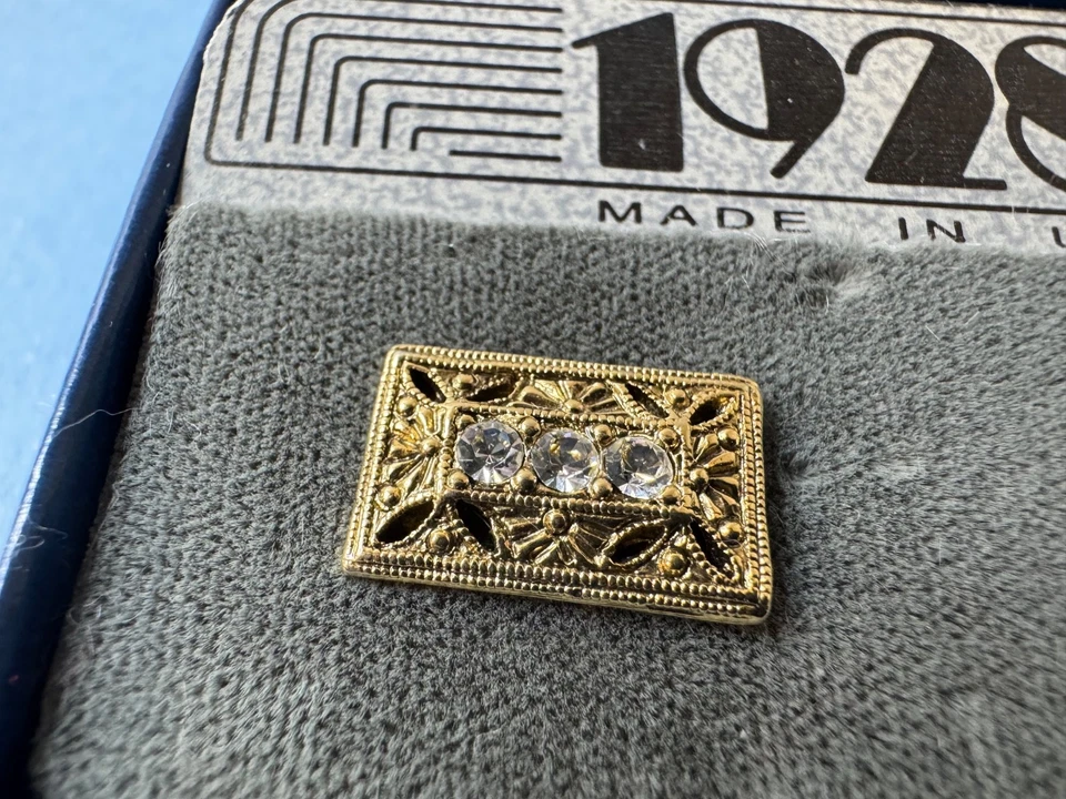 Gemelos rectangulares formales vintage 1928 tono dorado Foto 3 de 4