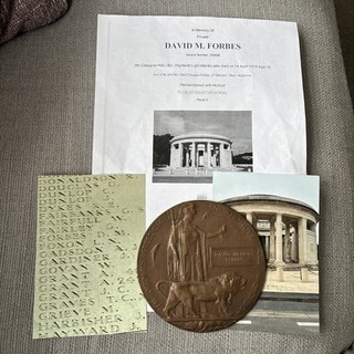 WW1 Death Plaque FORBES Highland Light Infantry Ploegsteert Memorial 061