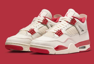 Nike Air Jordan 4 Retro Shoes Pale Ivory Sierra Red HV0823-108
