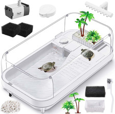 Large Turtle Tank with Water Pump, Acrylic Turtle Tank Starter Kit with Heighten