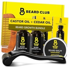 Enhanced Beard Growth Kit - Derma Roller, Sandalwood Enhanced Beard Growth Kit