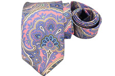 PAUL FREDRICK MEN'S TIE PURPLE/PAISLEY Width: 3.25" LENGTH 60"