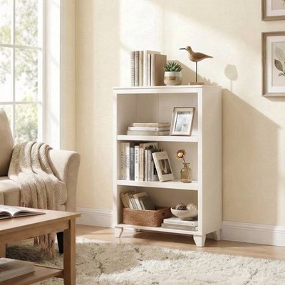 3-Tier Bookcase with Adjustable Shelves Floor Standing Open Bookshelf with Wood 