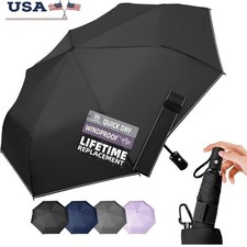 Windproof Compact Umbrella Waterproof Easy Open 43in Canopy Portable Lightweight