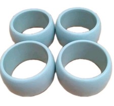 Vintage Set of 4 Duck Egg Blue Plastic / Acrylic? Round  Napkin Holders Rings