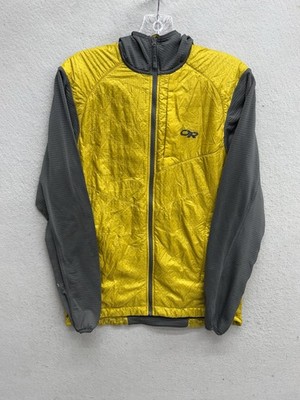 Outdoor Research Vigor Hybrid Hooded Jacket Mens Small Gold And Gray