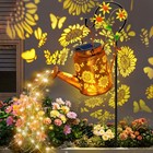 Solar Lights Outdoor Waterproof, Sunflower Solar Watering Can Lights with She...