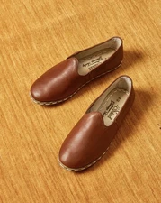 $210 Men’s Sabah Tan Leather Talavera Brown Slip On Shoes Size M 43 | SOLD OUT