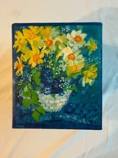 BOB'S BOXES "DAFFODIL BLUES" TISSUE BOX COVER PREOWNED (D-3)