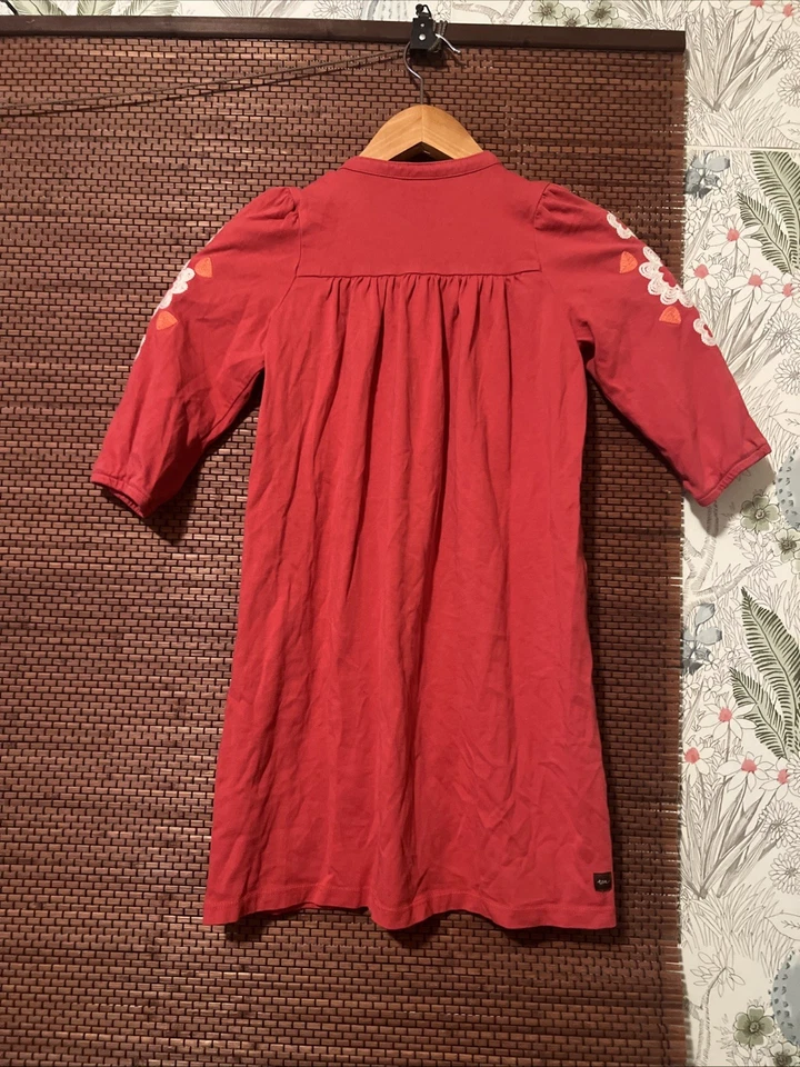 TEA COLLECTION Girls' Pomegranate Embroidered Red Folklore Henley Dress Size 7 - Image 2 of 4