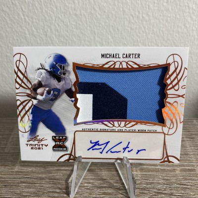 Michael Carter 2021 Leaf Trinity Rookie Patch Auto #PA-MC1