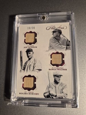 2019 Panini Flawless Triple Legends Relics Ruby /20 Honus Wagner Joe Jackson HOF