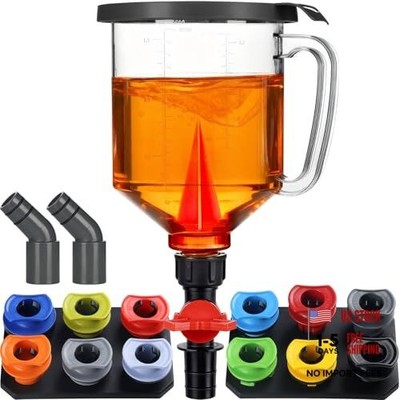 51oz Spill-Proof Oil Funnel Kit - Master Engine Oil Change Funnel with Shut