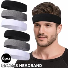 6pack Sports Headband Yoga Gym Sweatband Women Men Hair Bands Head Sweat Band