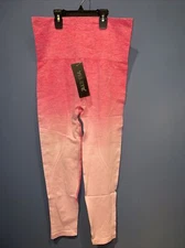 YELETE Womens Athletic Space Dye Pink Ombre Leggings New With Tags Stretch 30x25