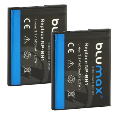 2x Blumax Akku für Sony NP-BN1  DSC-WX150, DSC-WX200, DSC-WX220 600 mAh