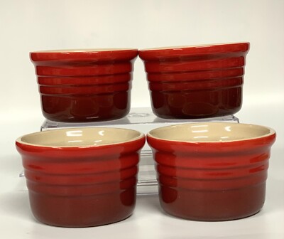 Le Creuset Red Ombre Stoneware Ramekins Custard Cups Small
