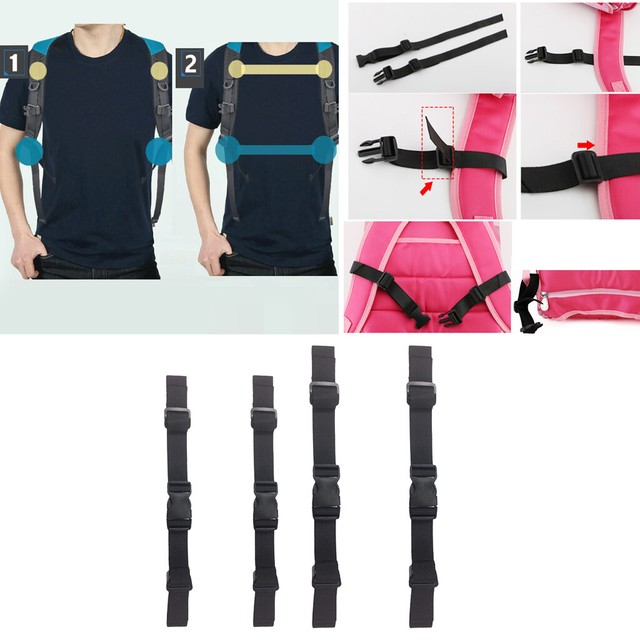 2 Pieces Black Adjustable Backpack Chest Belt and Backpack Waist Strap eBay