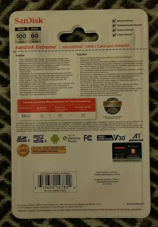 SanDisk Extreme MicroSD Card with Extreme Capture transfer app speeds 32GB... - Image 2 of 2