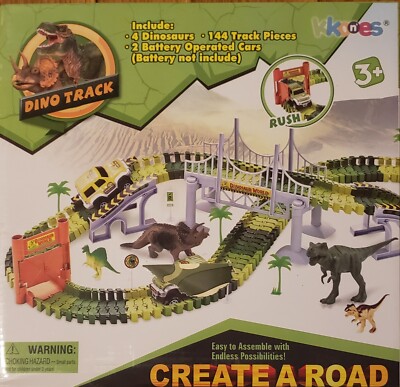 Dino Track Create A Road Dinosaur Park 144 pcs 2 Dino Cars New Brand New In Box 