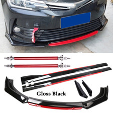 Glossy Black Strut Rod Front Bumper Lip Spoiler Splitter For Toyota Corolla