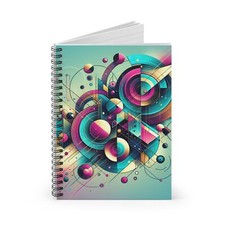 Spiral Notebook Ruled Line Abstract Design with Shapes Design 5
