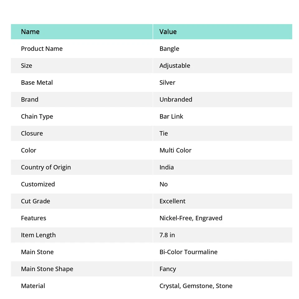 Bi-Color Tourmaline, Rainbow Calsilica Gemstone 925 Sterling Silver Cuff p041 - Image 4 of 4