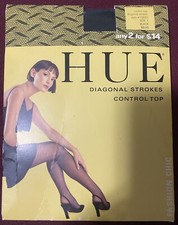 New Vintage Hue Sheer Diagonal Strokes 10829 Control Top Tights Black Size 1
