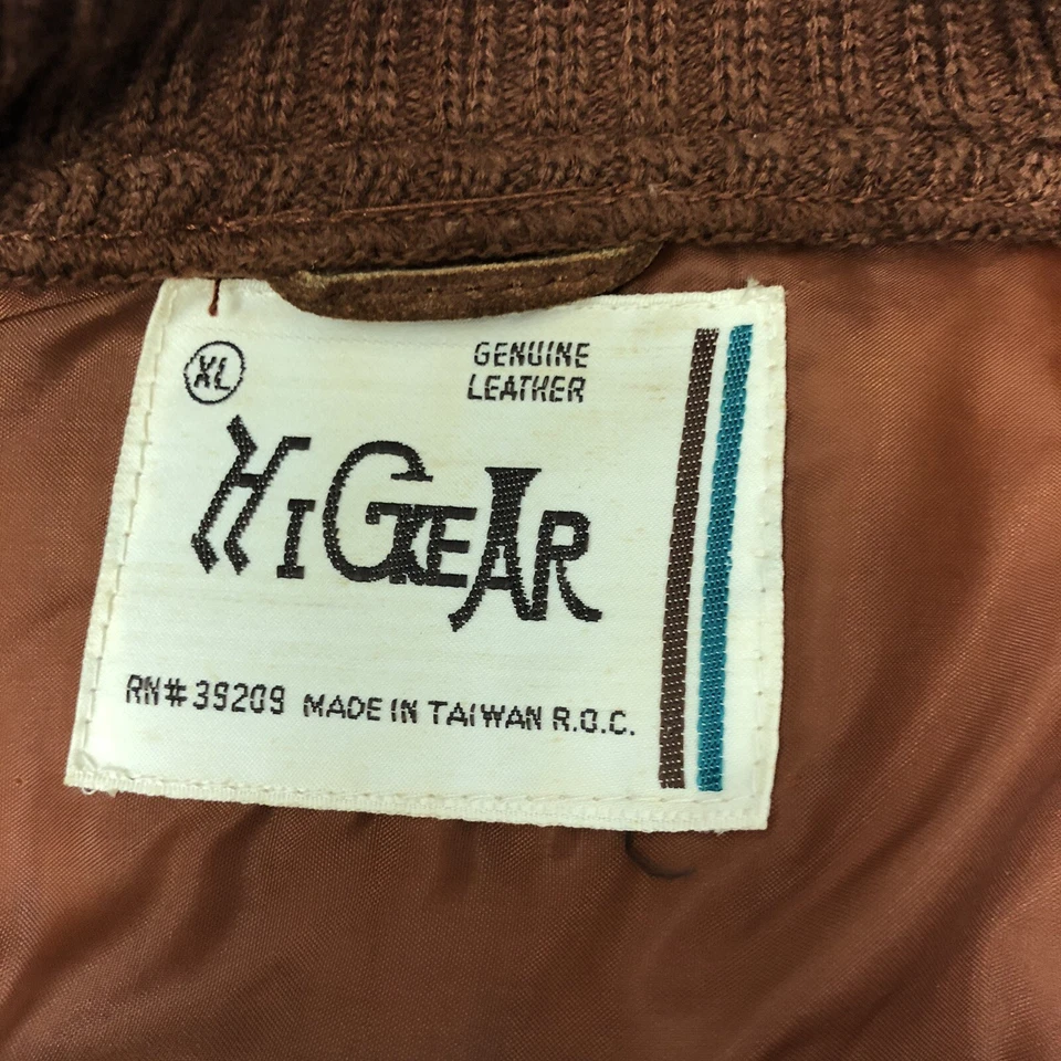 De Colección 60’s Hi Gear Hombres ÓXIDO Gamuza MoD Abrigo Tejido Gaucho Cuero Retro Chaqueta XL Foto 4 de 4