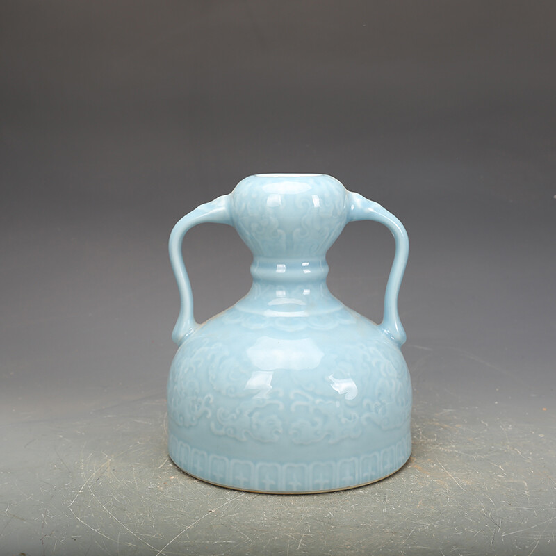 時光　泉 8.4“ Old Chinese Qing Dynasty porcelain Sky blue glaze amphora | eBay