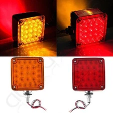 Left&Right Double Face Stud Mount Fender Stop Turn Tail Signal Lights Amber/Red