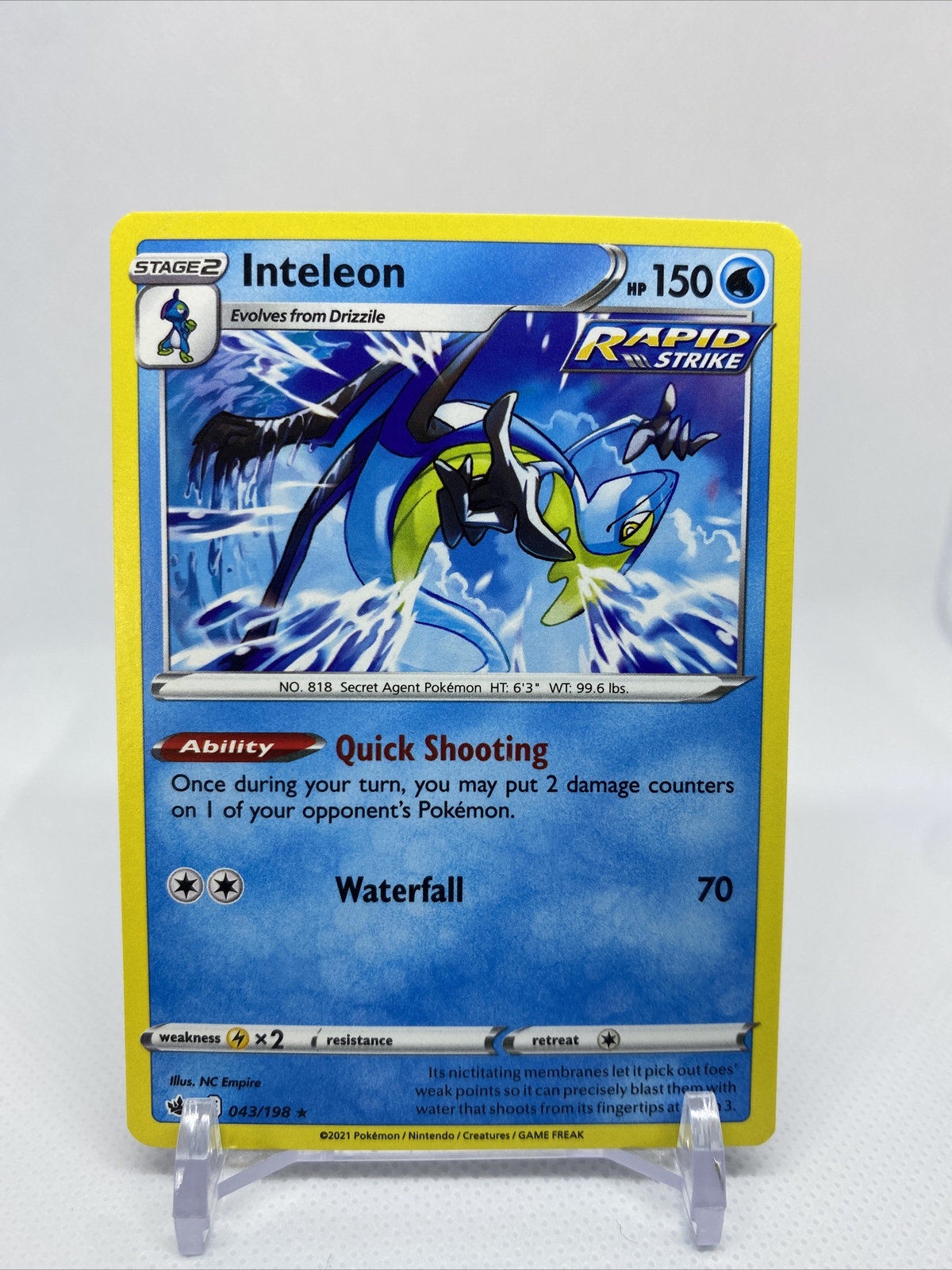 Pokémon TCG Inteleon Chilling Reign 043/198 Regular Rare NM