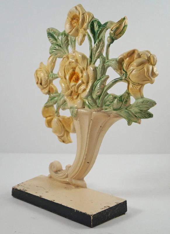 ANTIGUAS ROSAS AMARILLAS JARDÍN FLORES HIERRO FUNDIDO HUBLEY TOPE DE PUERTA Foto 3 de 4