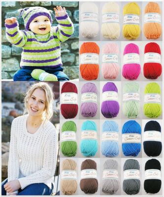 50g Rellana Cotton Soft Uni Babywolle Garn zum Häkeln Stricken GP 59,00 /1kg