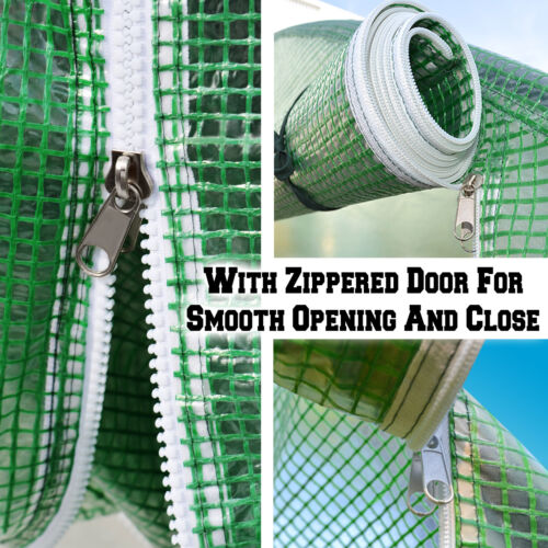 Green House Replacement Cover PE Grid Cover w Air Ventilation & Zipper Door - Picture 9 of 34