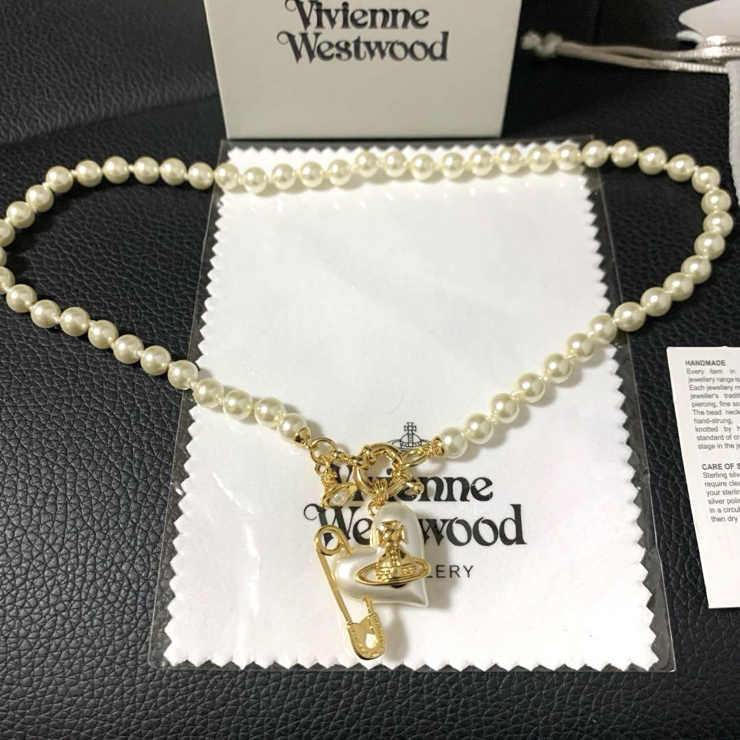 Vivienne Westwood Orietta Pearl Necklace Heart Gold 40cm no