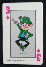 1981 General Mills Cereal Card Game Hearts Lucky 3 Diamonds